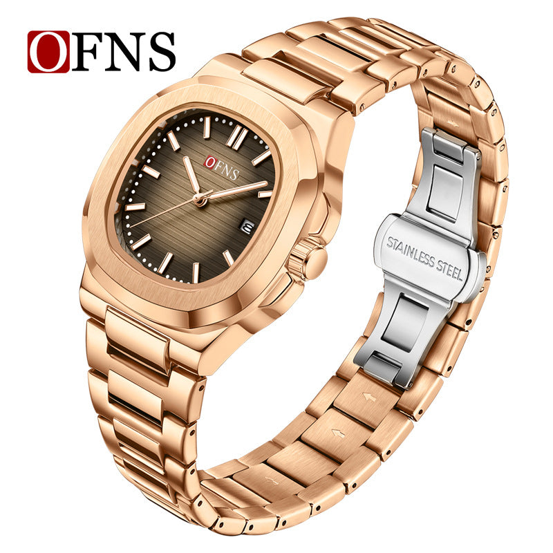 OFNS Men’s Quartz Watch – Waterproof Business Timepiece with Steel Strap
