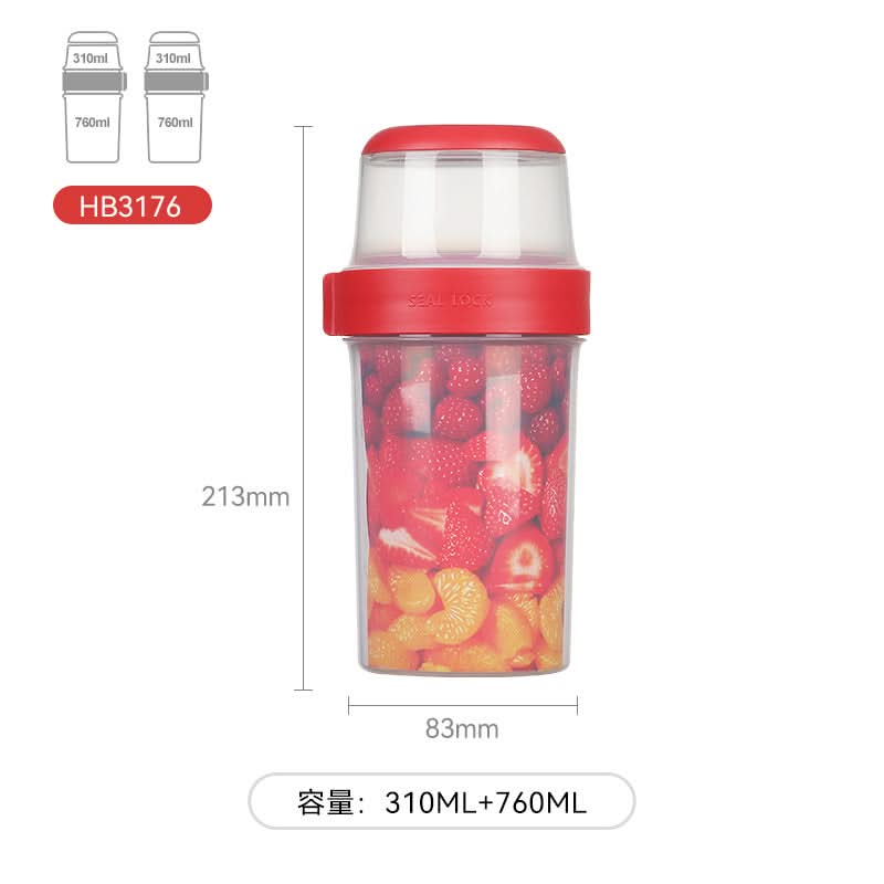 Microwave-Safe Double-Layer Salad & Oatmeal Cup – Container with Sealed Lid