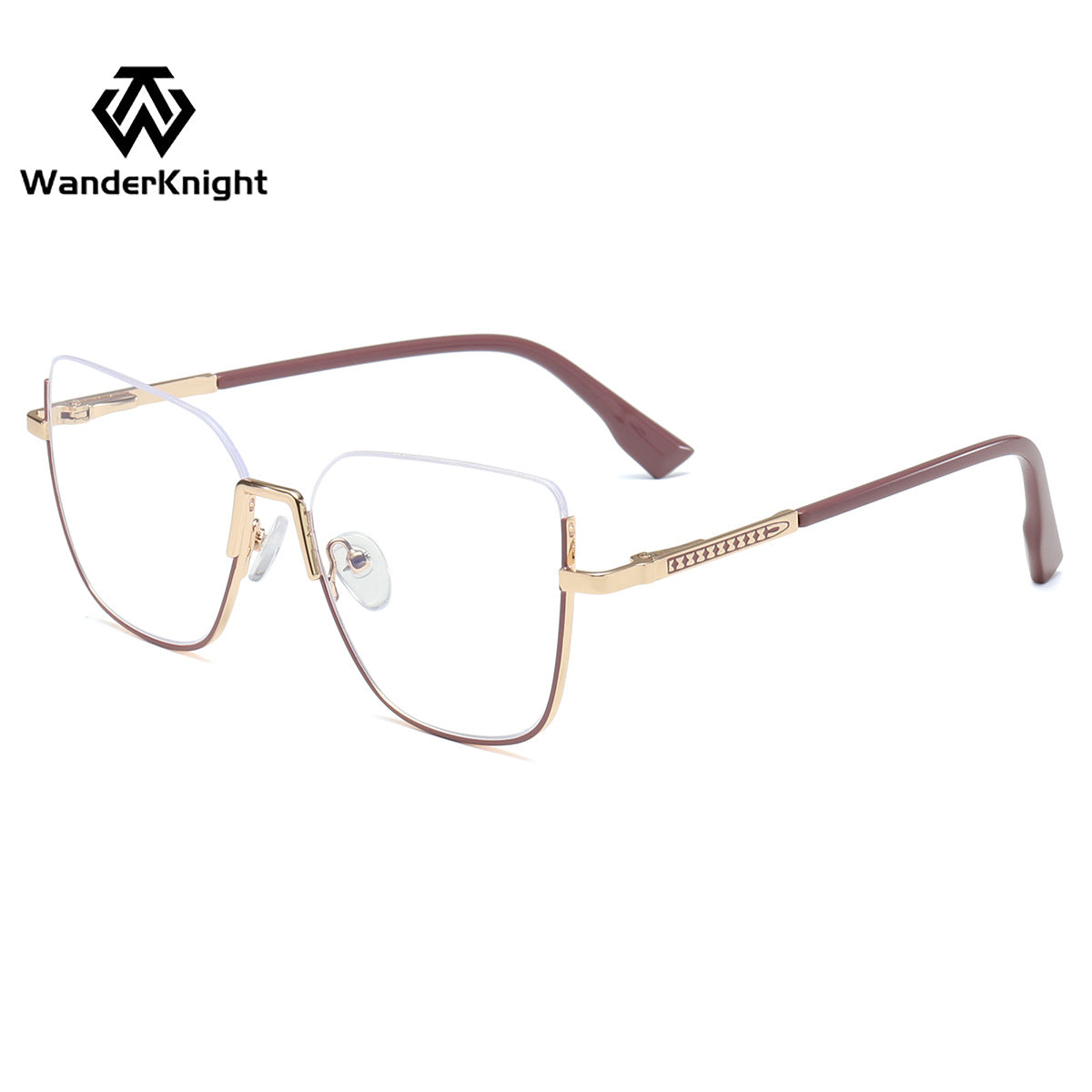 Rectangular Blue Light Glasses for Women – Thin Metal Half-Frame Myopia Eyewear