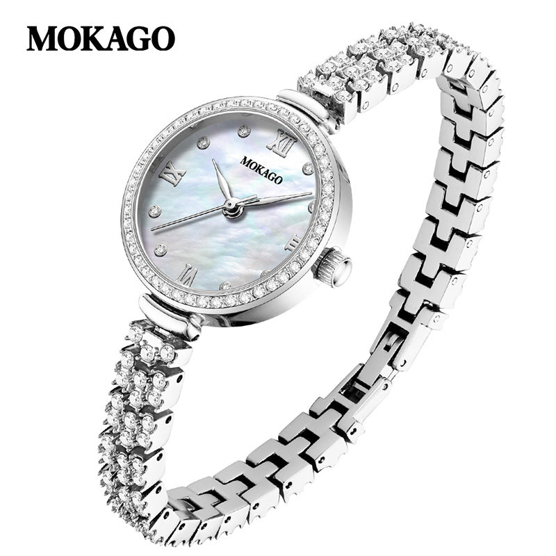 MOKAGO Women’s Quartz Watch – Diamond Dial, Luxury Zinc Alloy Bracelet