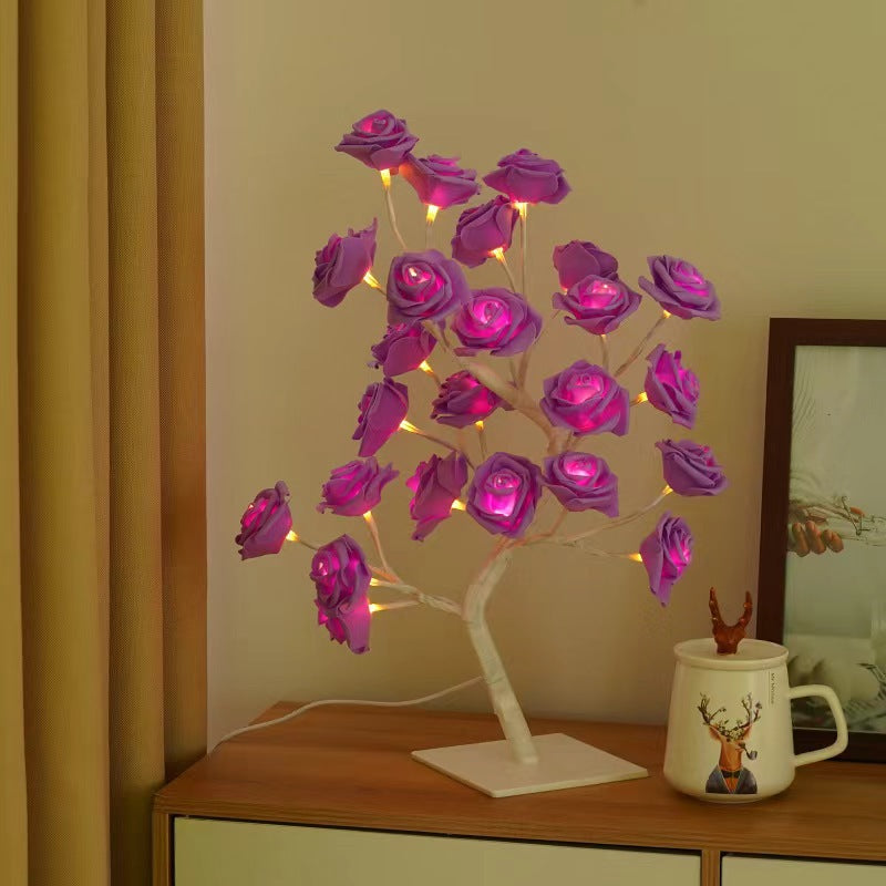 USB LED Rose Tree Lamp – 20-Bead Romantic Light for Home Decor, Tabletop Accent