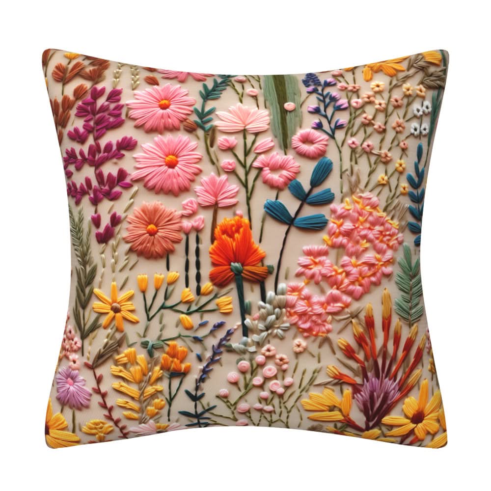 3D Imitation Embroidery Flower Pillow Cover