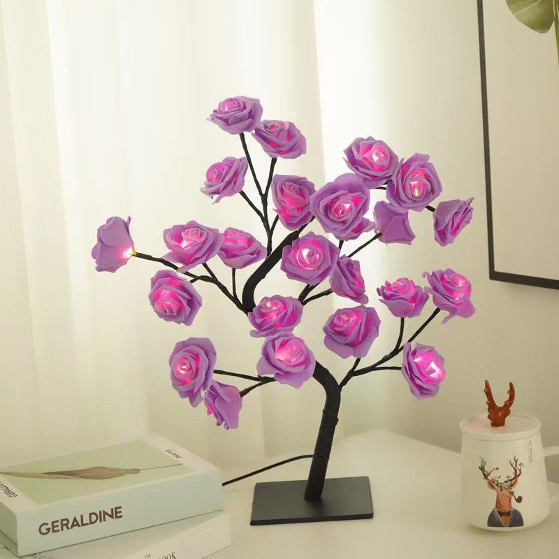 USB LED Rose Tree Lamp – 20-Bead Romantic Light for Home Decor, Tabletop Accent