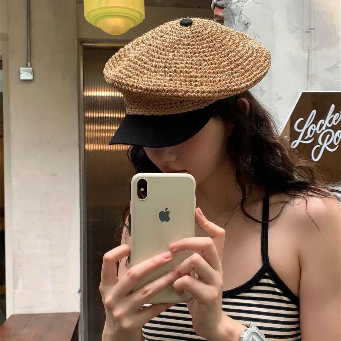 Women's Handmade Straw Octagonal Hat – Retro Crochet Hat