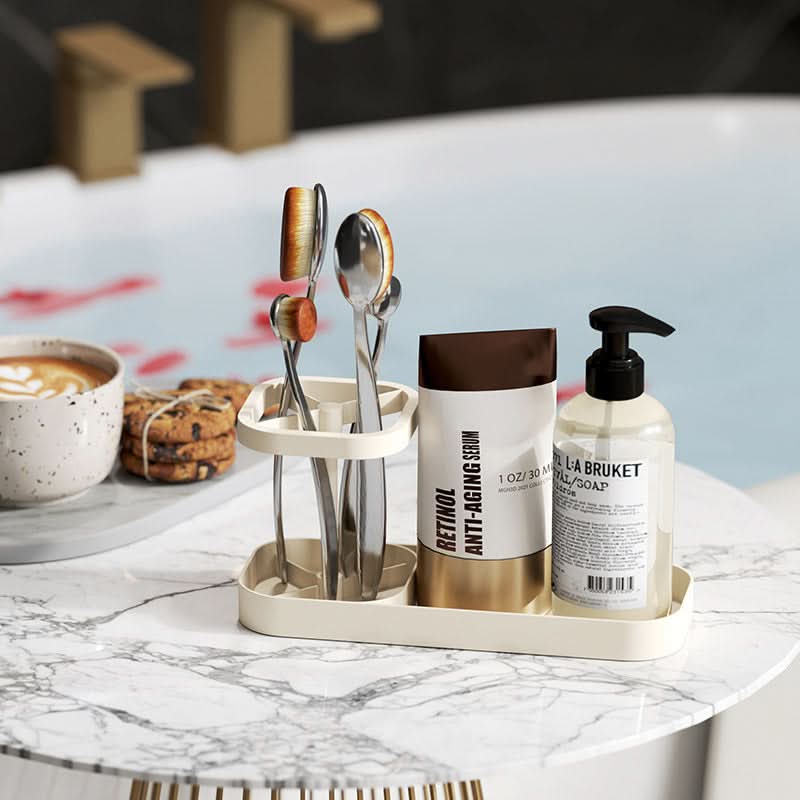 Wall-Mounted Toothbrush Holder with Mouthwash Cups -Punch-free