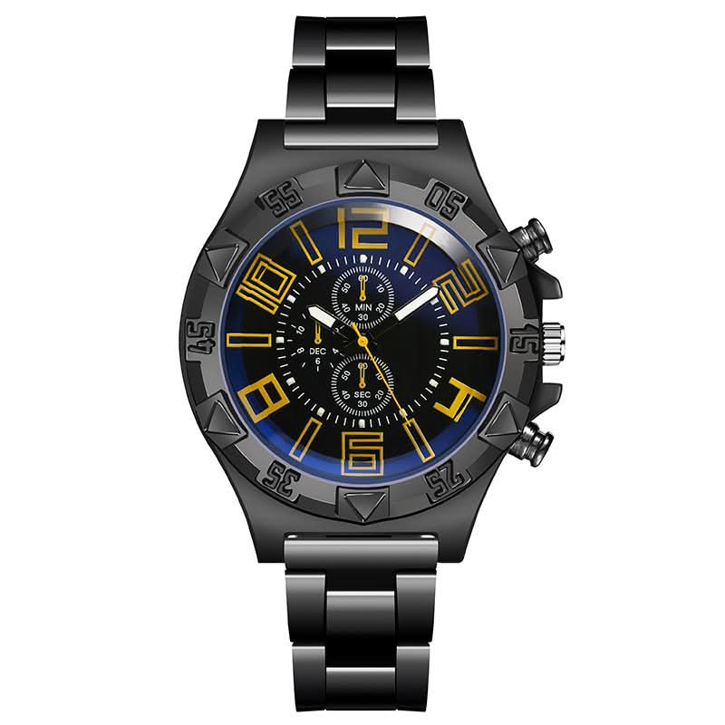 Men’s Luminous Quartz Sports Watch, Steel Band