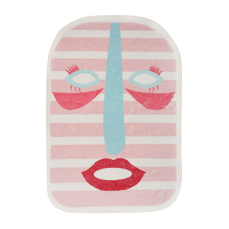 Tufted Bathroom Mat – Soft Oval Rug with Abstract Design Bath Mat for Doorway