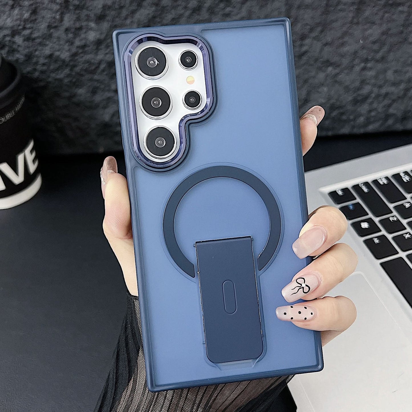 Magnetic Stand Case for Samsung S25 Series – Frosted Anti-Fall
