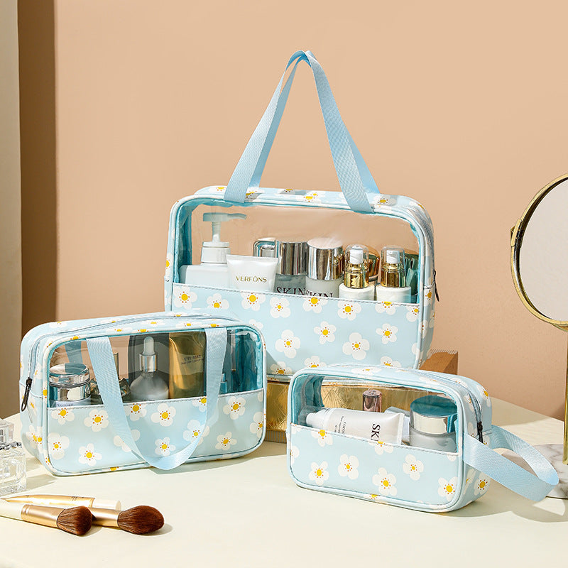 Transparent Cosmetic Bag Set – Waterproof PVC Toiletry Organizer | Pack of 3