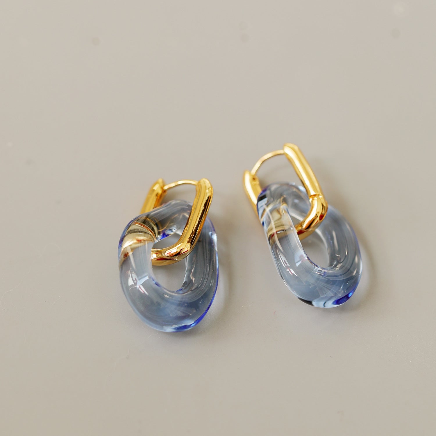 Blue Geometric Tassel Earrings – Electroplated Brass Jewelry