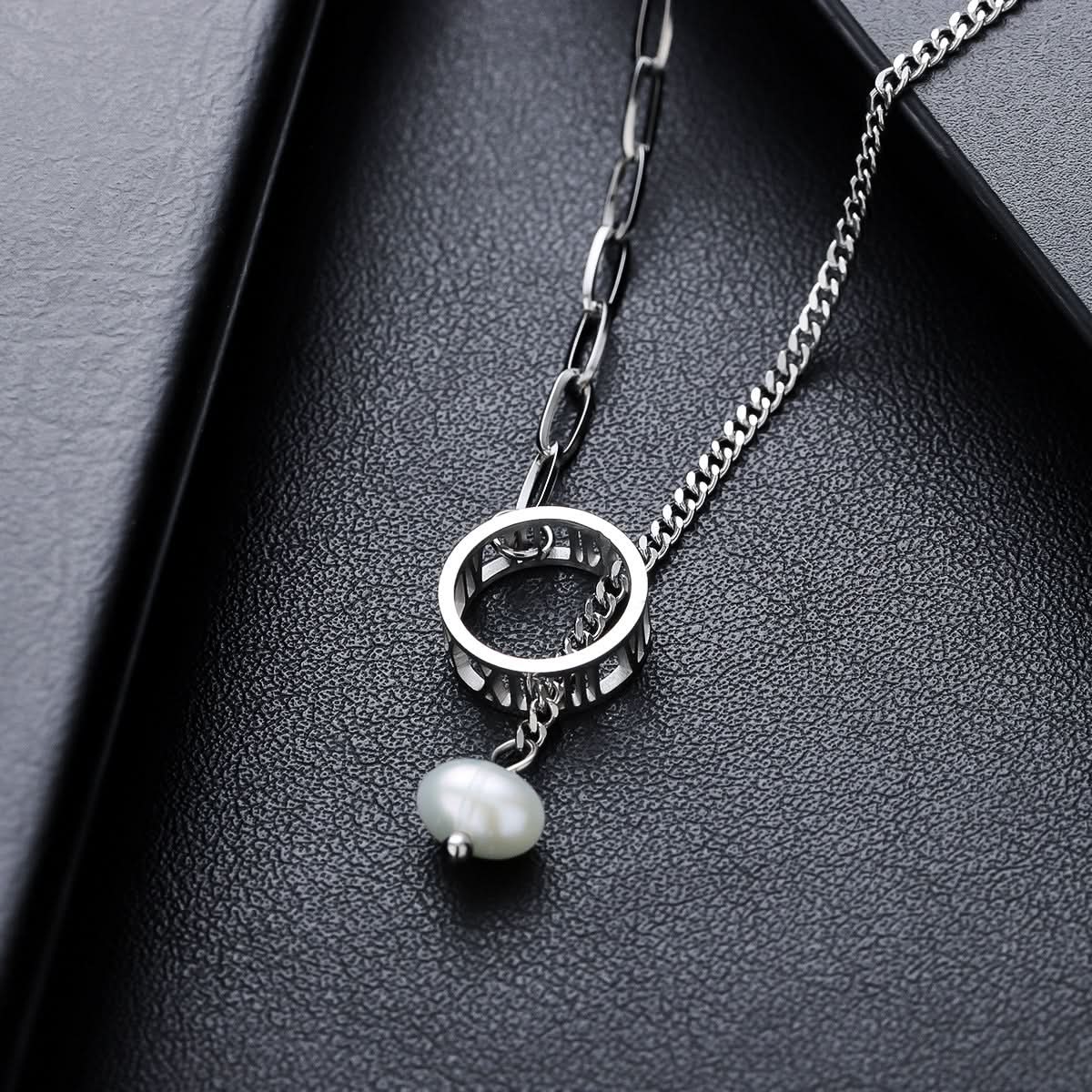 Men’s Pearl Hoop Necklace – Minimalist Silver Pendant