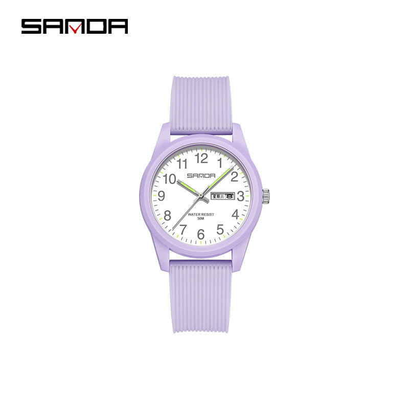 Sanda Dual Calendar Couple Quartz Watch – Waterproof Fashion Watch for Men & Women