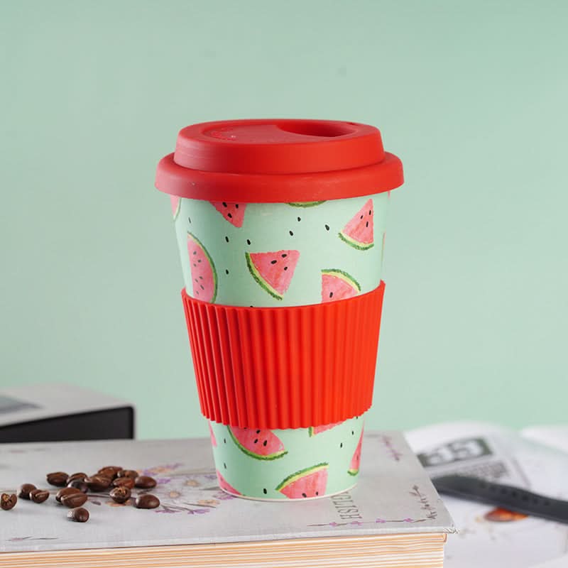 Eco-Friendly Bamboo Fiber Coffee Cup – Biodegradable, Leakproof Travel Mug (470ML)