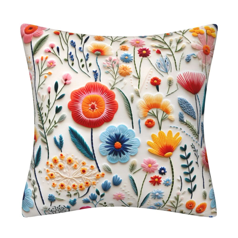 3D Imitation Embroidery Flower Pillow Cover