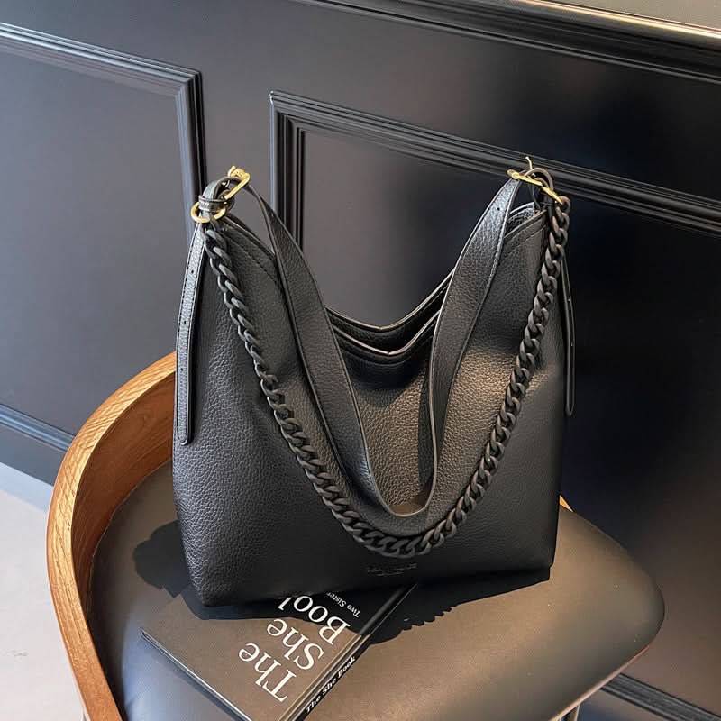 Women's Trendy Chain Bucket Shoulder Bag – PU Commuter Purse