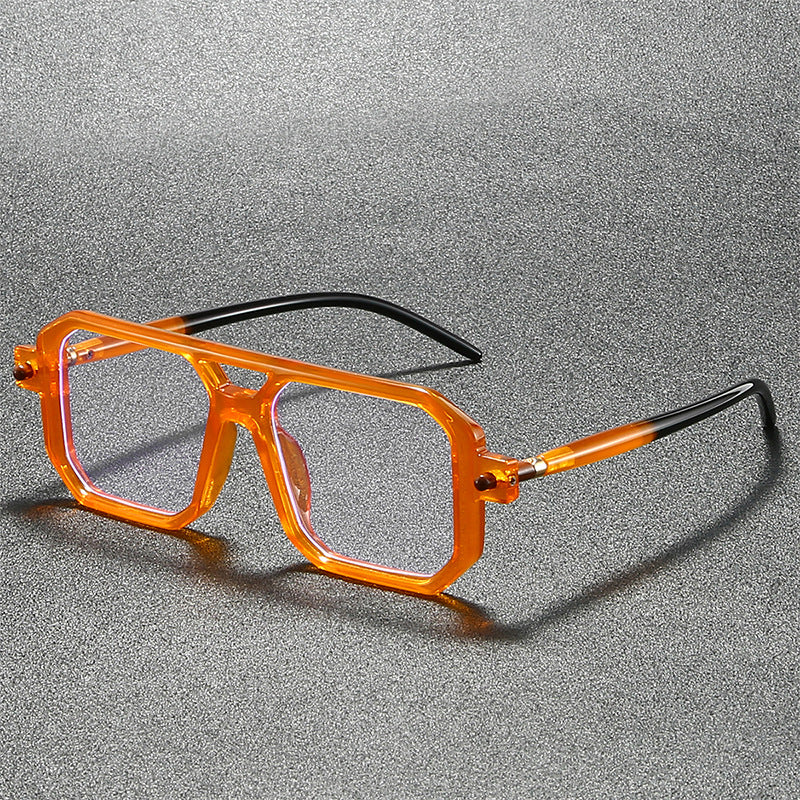 Double Beam Square Frame Anti-Blue Light Glasses – Retro Eyewear for Adults