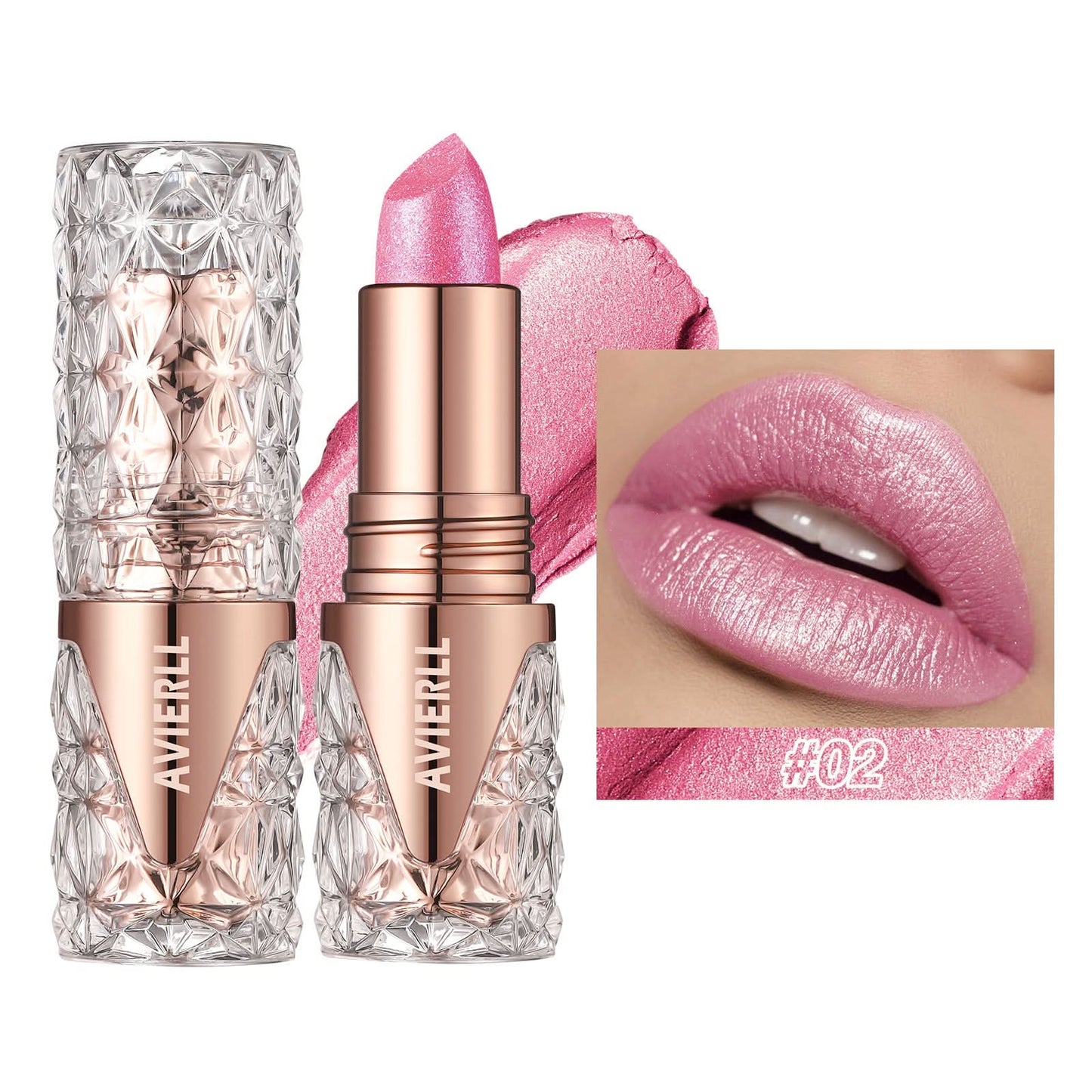AVIERLL Glitter Lipstick – Long-Lasting, Waterproof, High-Shine Pearlescent Lip Color