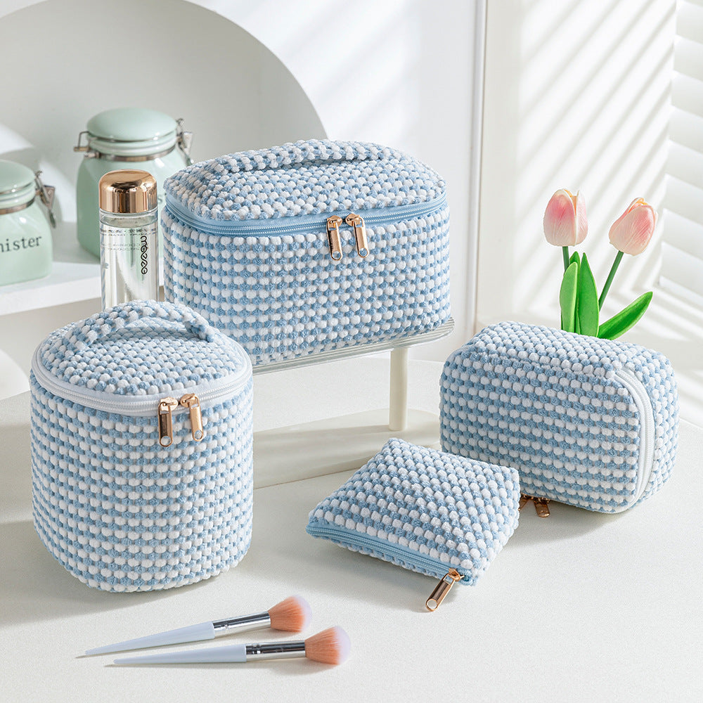 Velvet Cosmetic Bag Set – 4-Piece Travel Makeup Organizer for Women