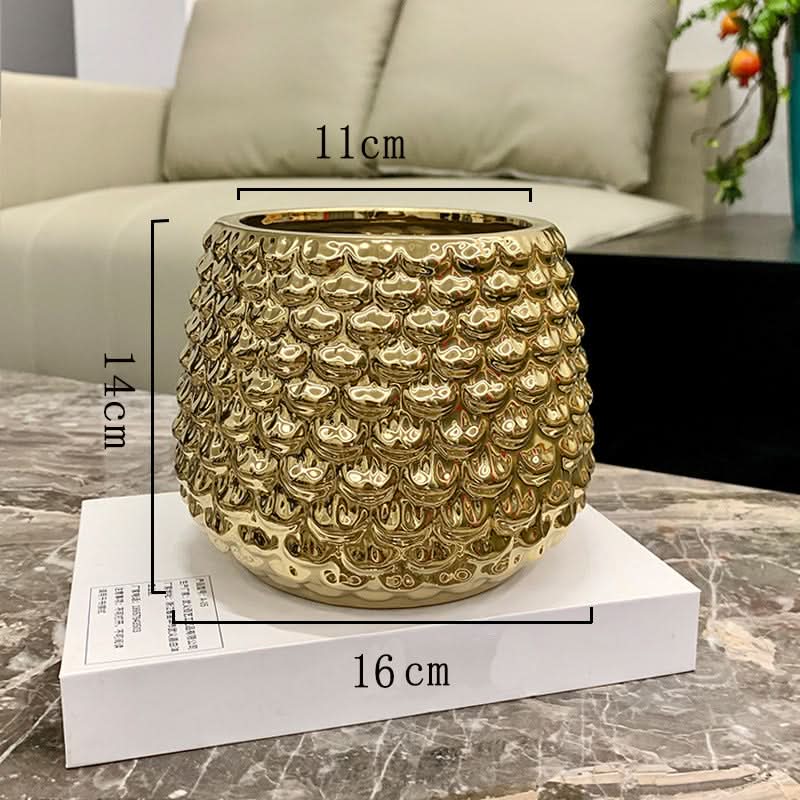 Elegant Golden Ceramic Phalaenopsis Orchid Pot