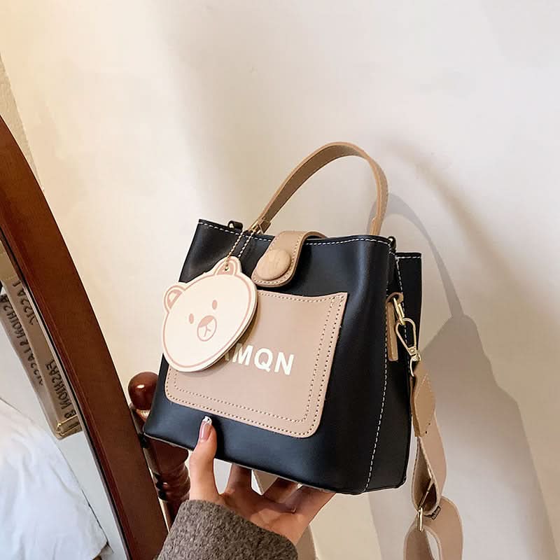 Women's Trendy Leather Bucket Bag – Crossbody & Shoulder Bag with Wide Strap