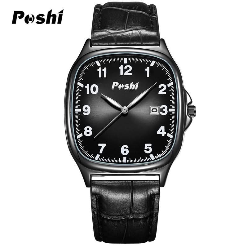 Men’s Retro Square Quartz Watch –  Luminous Display & Calendar