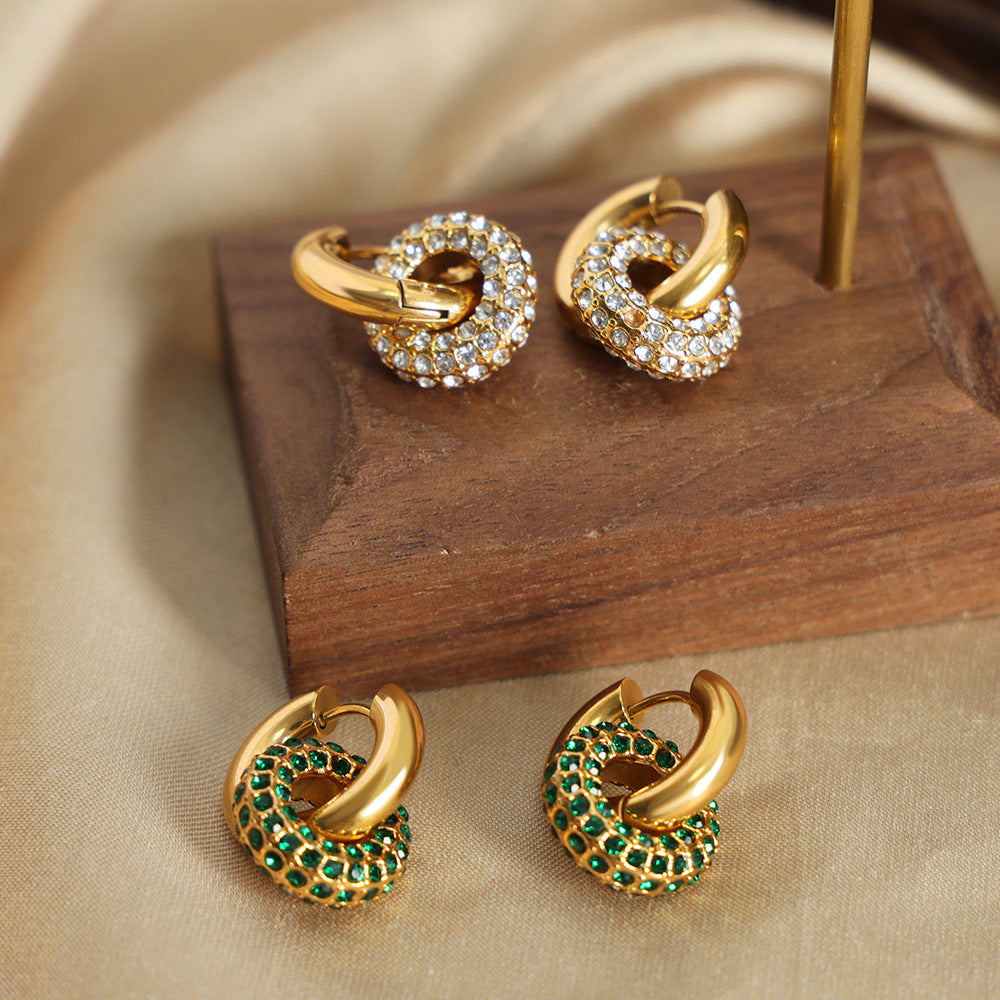 Elegant Sparkle Crystal Hoop Earrings – Titanium Steel, Detachable Pendant Design