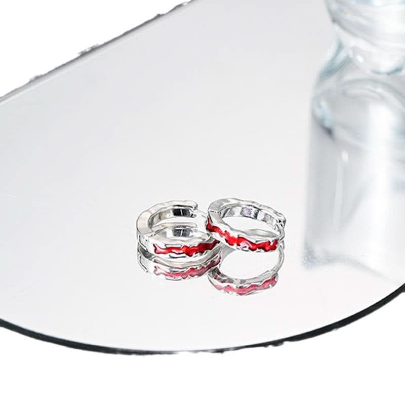 Red Inlay Alloy Earrings for Unisex Fashion