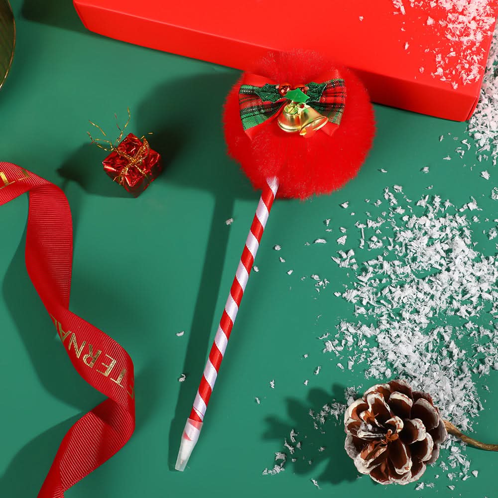 Pack of 2 Christmas Snowman Ballpoint Pens – Cute Plush Gift Stationery
