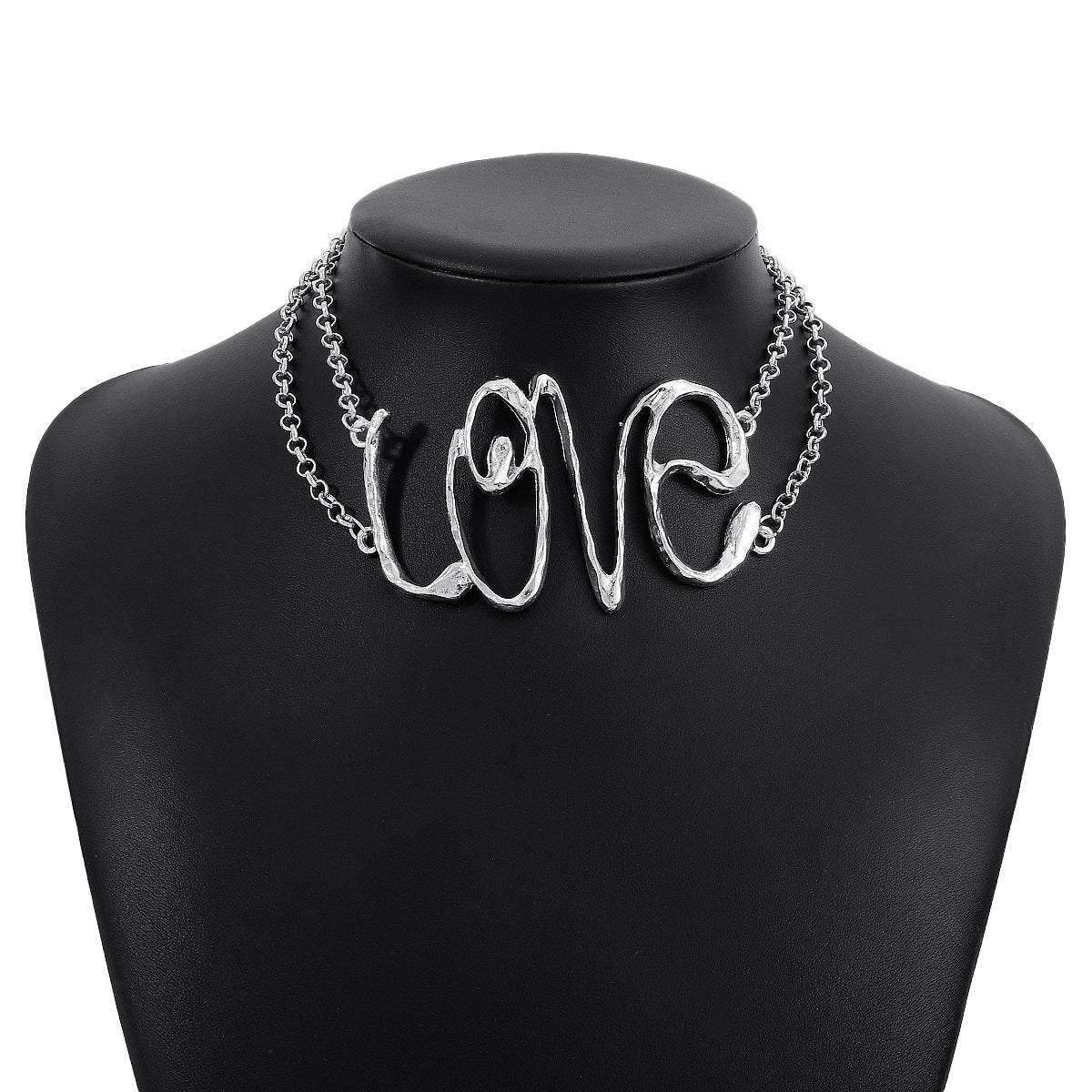 LOVE Letter Pendant Necklace – Trendy Hip-Hop Statement Jewelry for Women