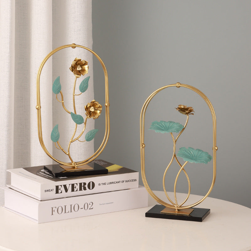 Modern Ginkgo Leaf Metal Art Decor – European Oval Crystal Base Sculpture