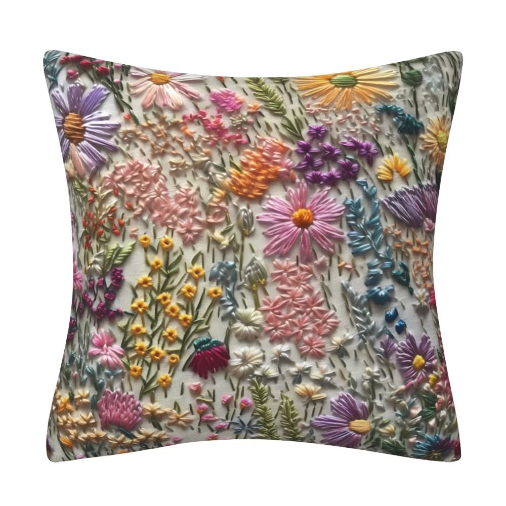 3D Imitation Embroidery Flower Pillow Cover