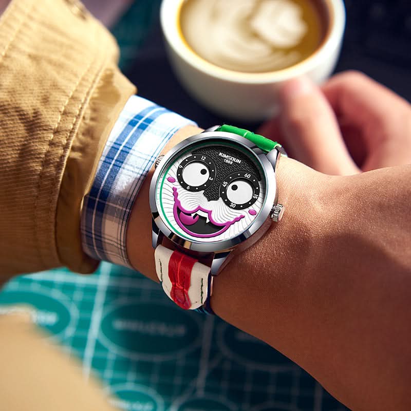 Russian Clown-Inspired Men’s Quartz Watch – Dual Display, Fashion Statement