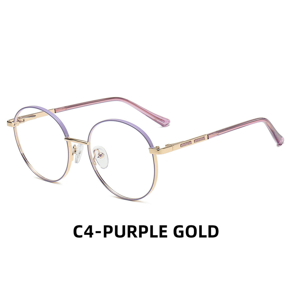 Ultra-Light Round Metal Blue Light Glasses for Women – Full Frame Computer Eyewear