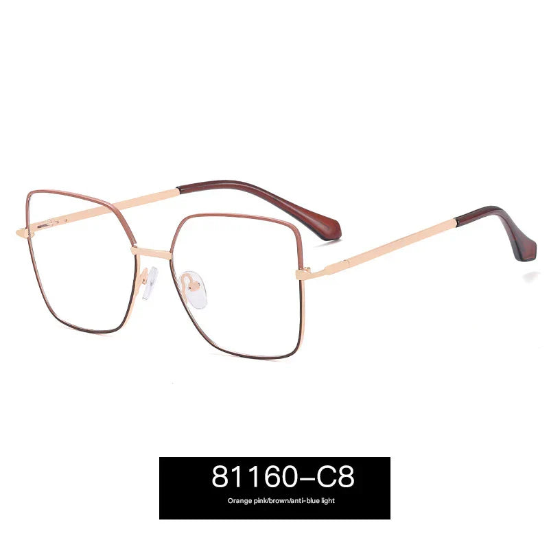 Women’s Metal Square Anti-Blue Light Glasses – Stylish Flat Frame