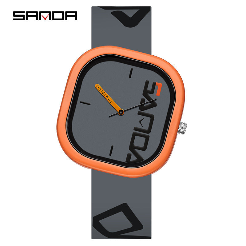 Sanda Square Sports Watch – Waterproof Silicone Analog Watch for Students & Casual Wear