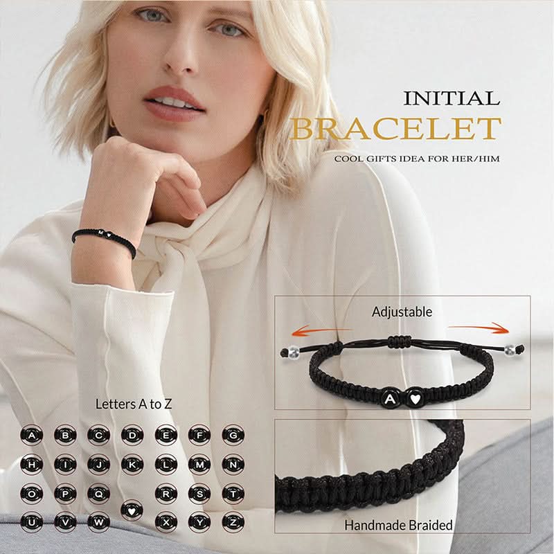 1 pc. Braided Letter A Heart Bracelet, Unisex