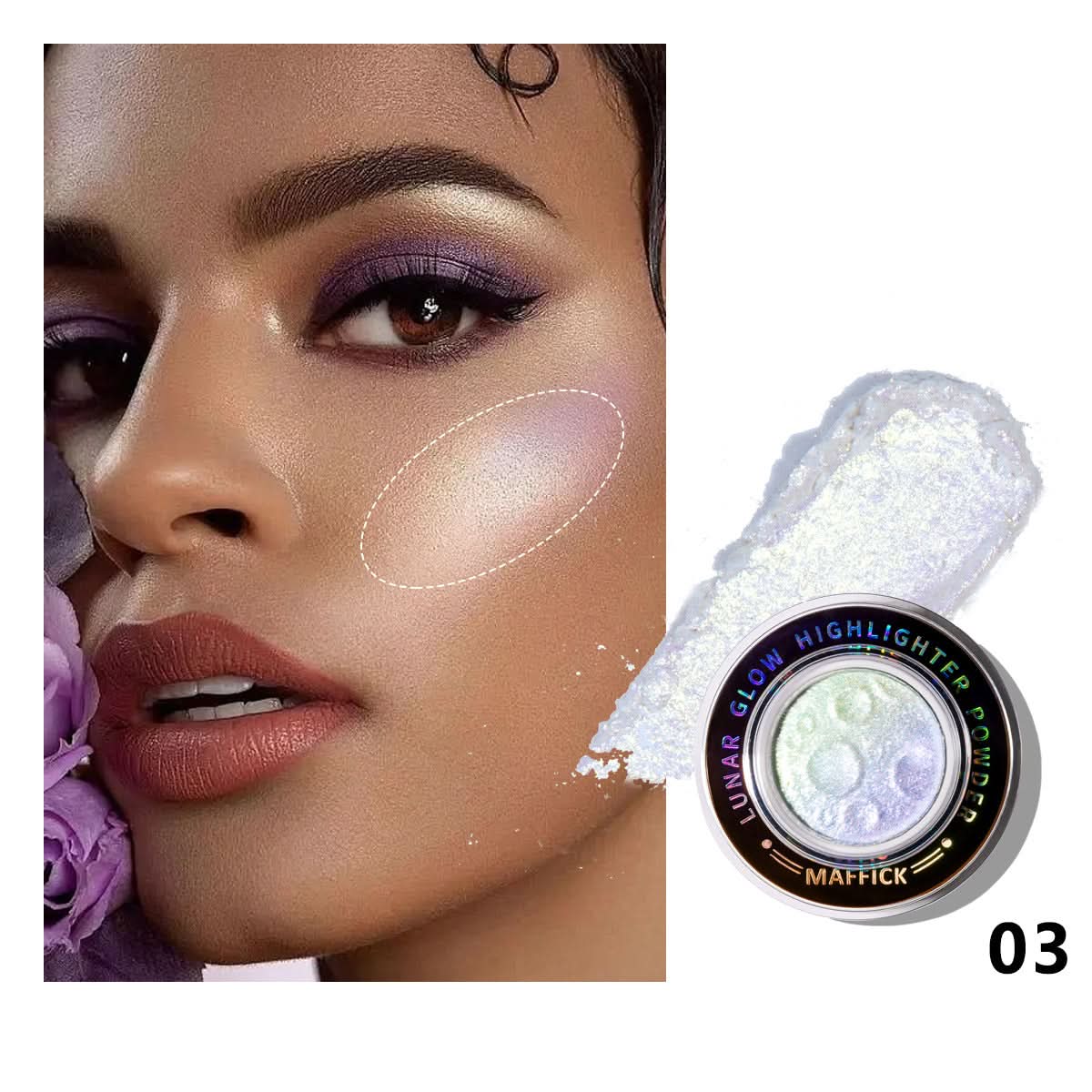 Maffick Planet Highlight Powder –Fine Flash Highlighter, Natural Body & Face Brightener