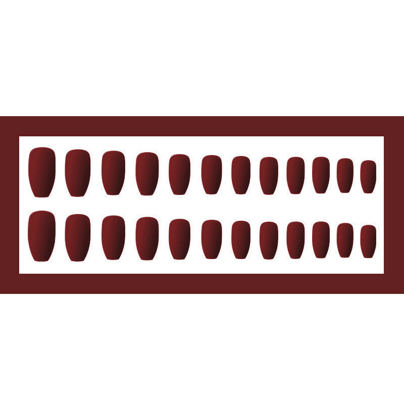 Matte Ombre Press-On Nails – Long Almond Burgundy Acrylic Nail Set