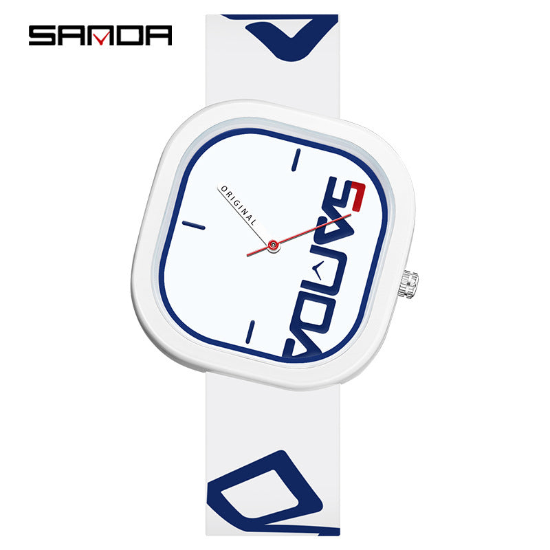 Sanda Square Sports Watch – Waterproof Silicone Analog Watch for Students & Casual Wear