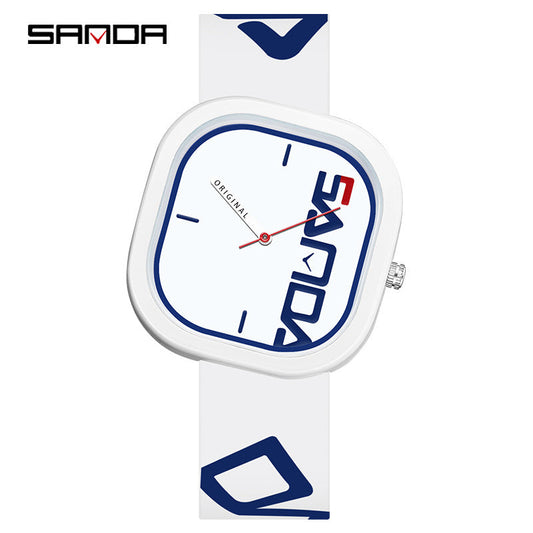 Sanda Square Sports Watch – Waterproof Silicone Analog Watch for Students & Casual Wear