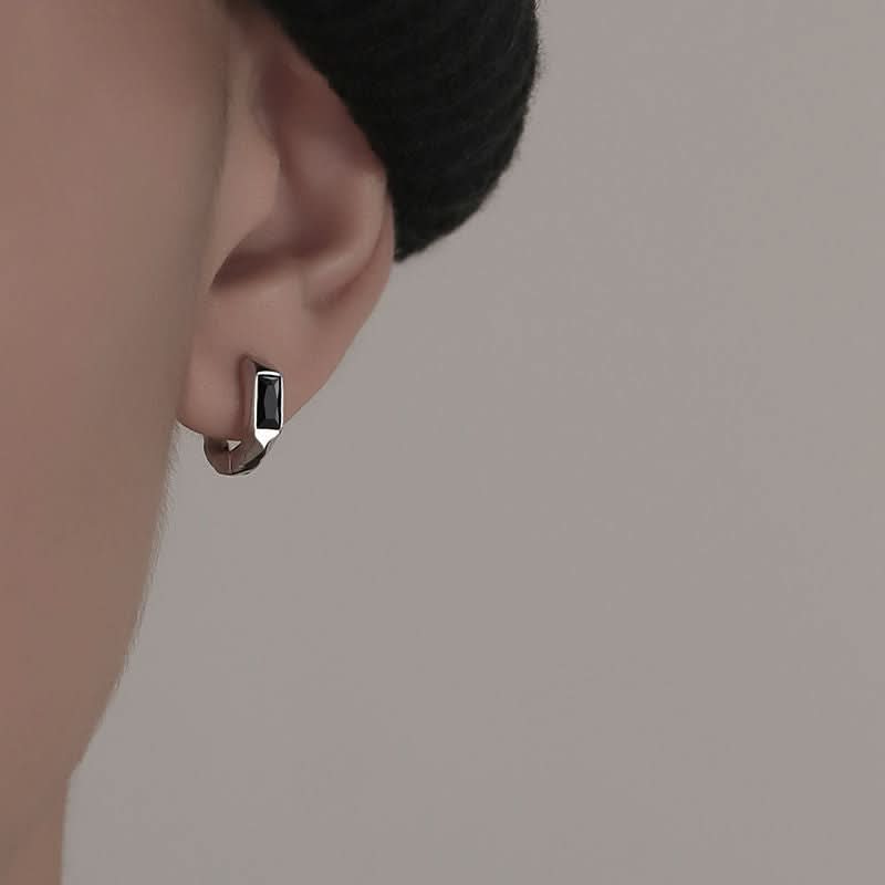 Men’s Black Hoop Earrings - Non-Pierced Ear Clips