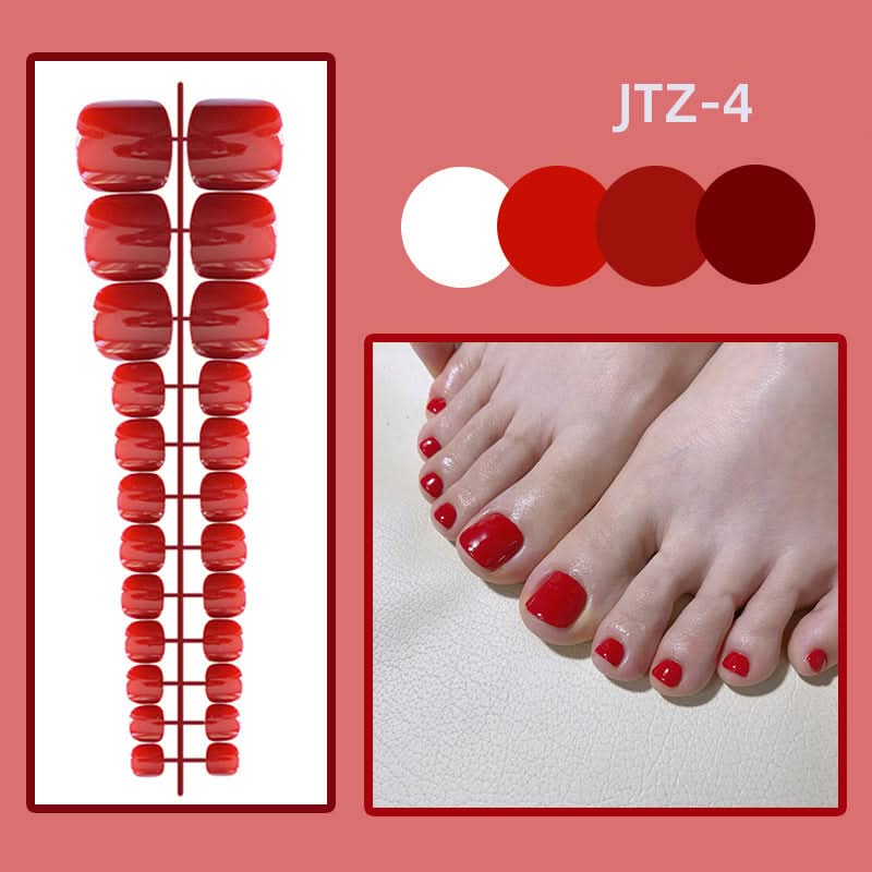 Glossy Toenail Nail Stickers – 24-Piece Finished Fake Nails Set