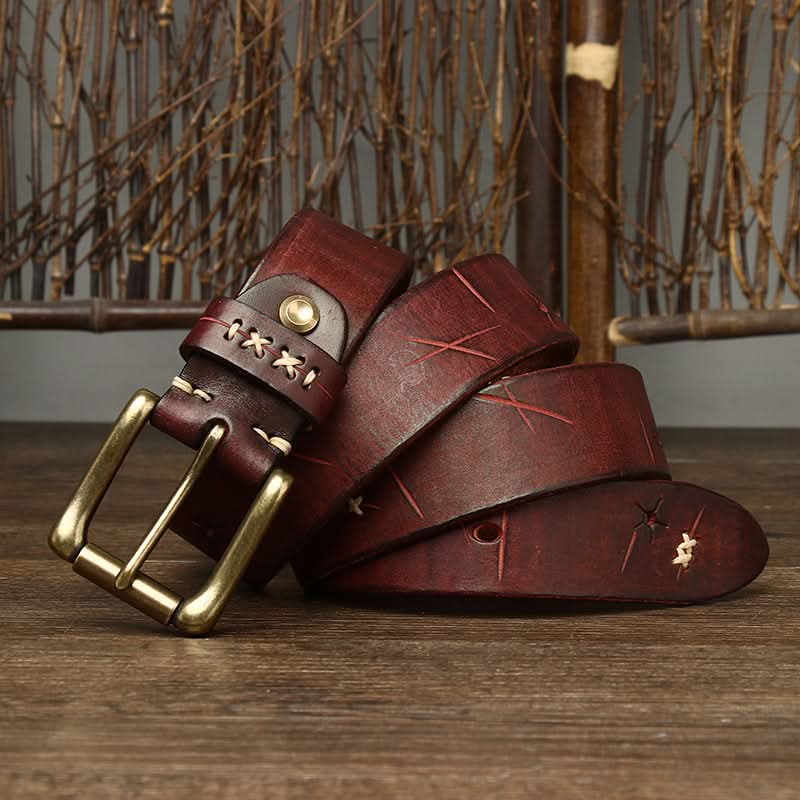 Men’s Vintage Leather Belt – Street Style for Jeans