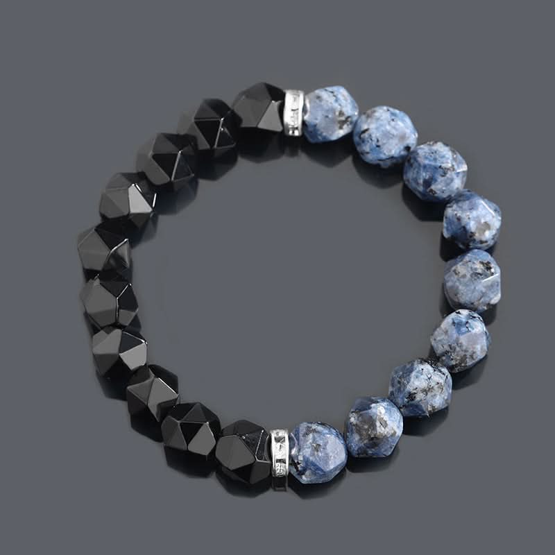 Unisex Stylish Blue Agate Bracelet – Handmade Obsidian Beaded Wristband