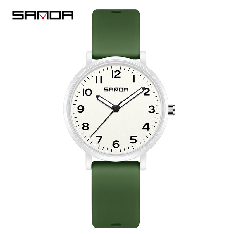 Sanda Luminous Quartz Watch – Waterproof Fashion Student Wristwatch