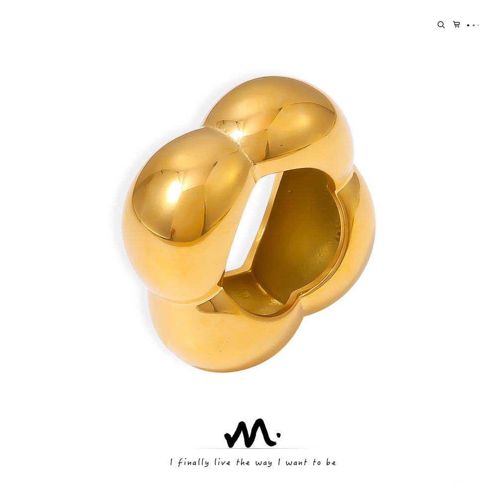 Bold Puffy Geometric Gold & Silver Ring – Stainless Steel Statement Jewelry