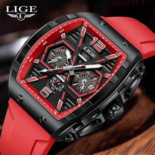 Men’s Barrel-Shaped Sports Watch – Luminous Hands, Calendar Display