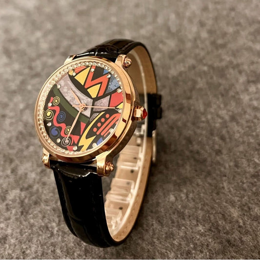 Time and Space Watch – Fashionable Gold Shell Belt Quartz for Women