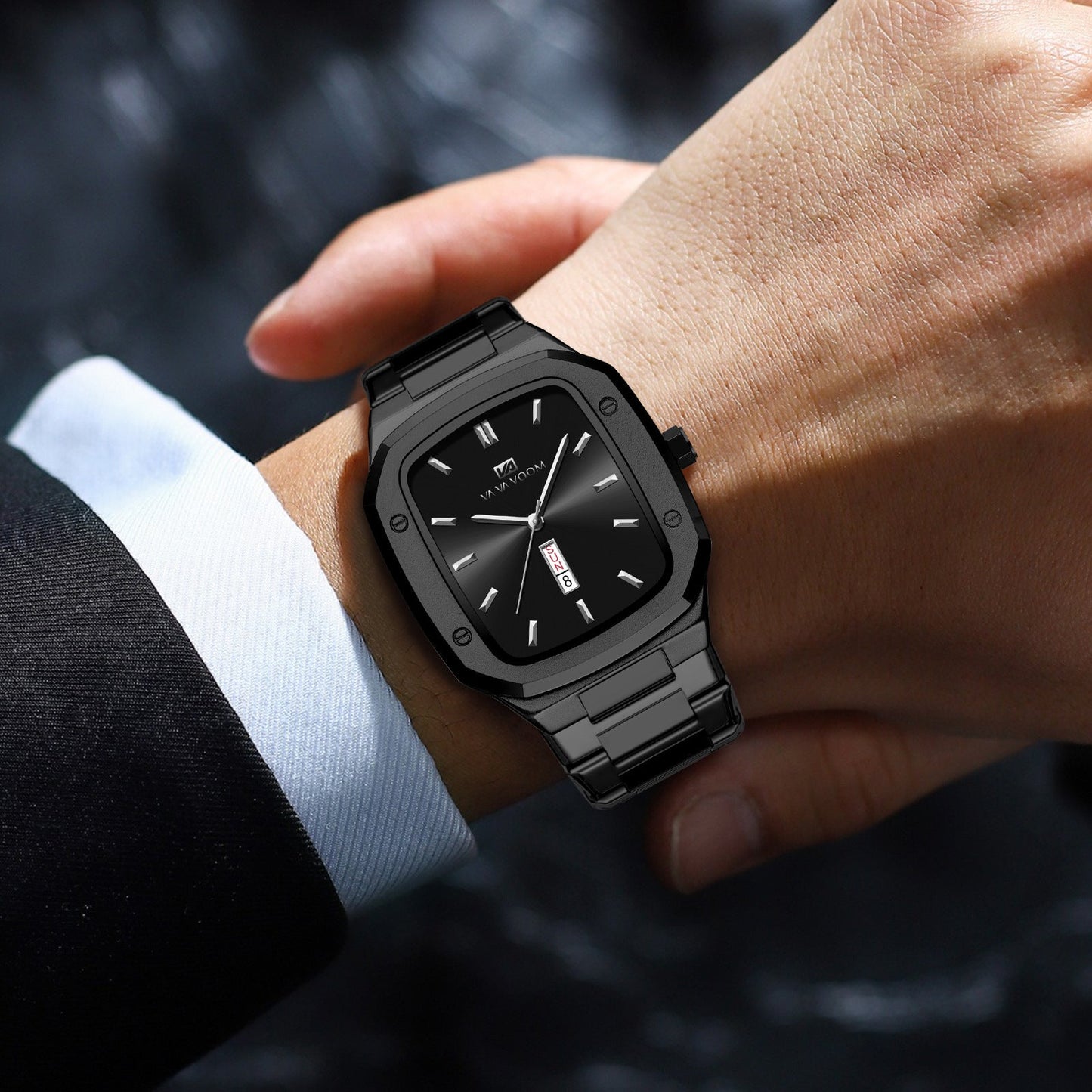 Men’s Square Dial Fashion Watch – Modern Apple-Style Design