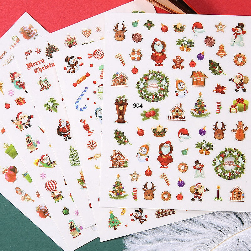 Christmas 3D Press-On Nails Stickers – Snowflake, Santa & Elk Winter Nail Art Decals